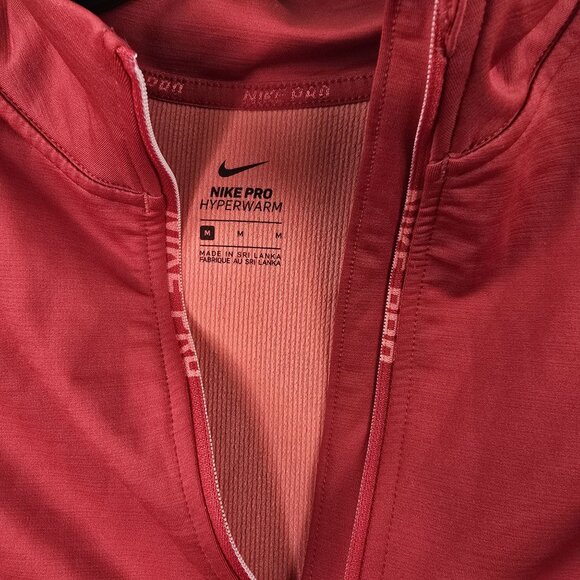 Nike Pro Hyperwarm Womens Red Long Sleeve Half-Zip Pullover M Polyester Blend - Picture 3 of 9
